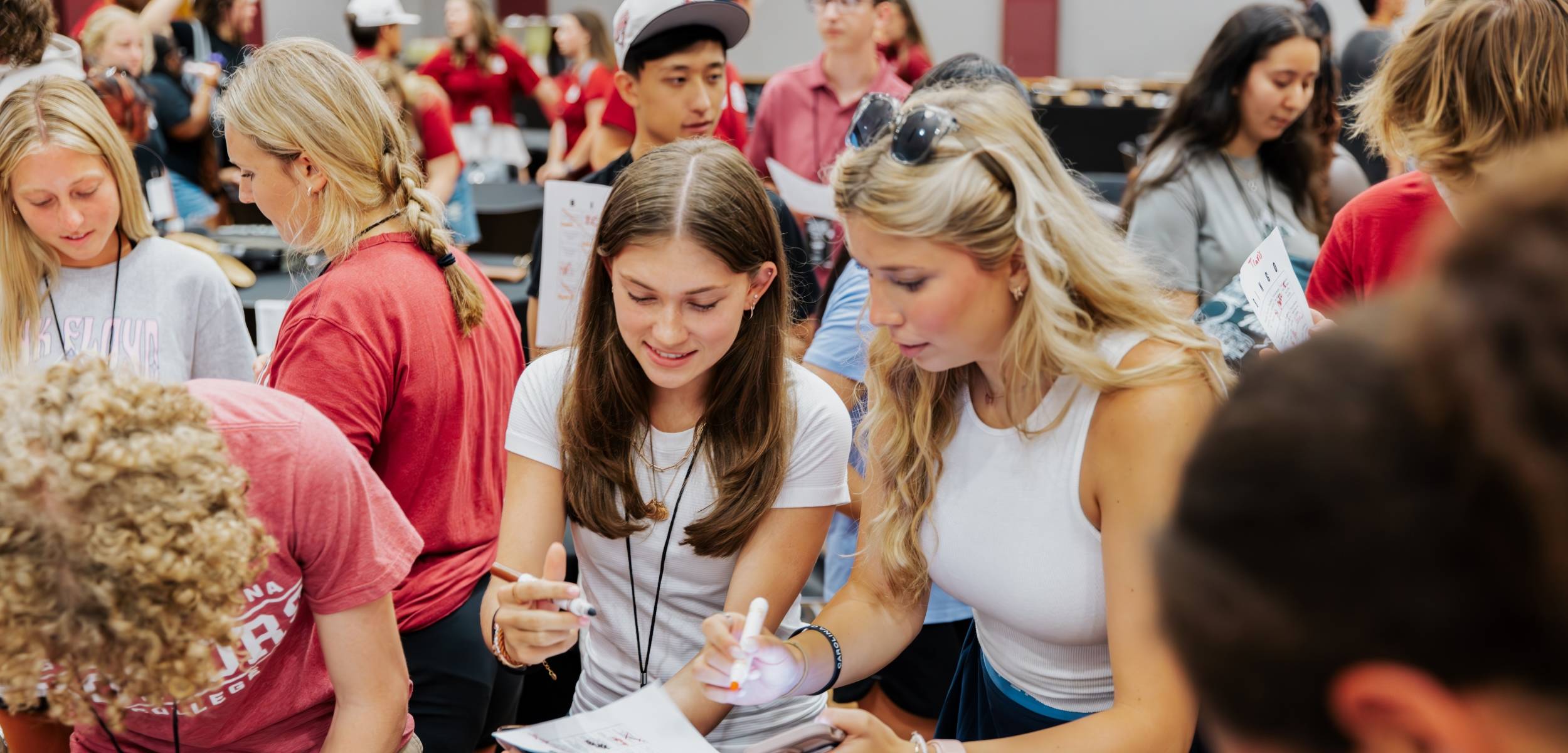 Students conversing in leadership program.