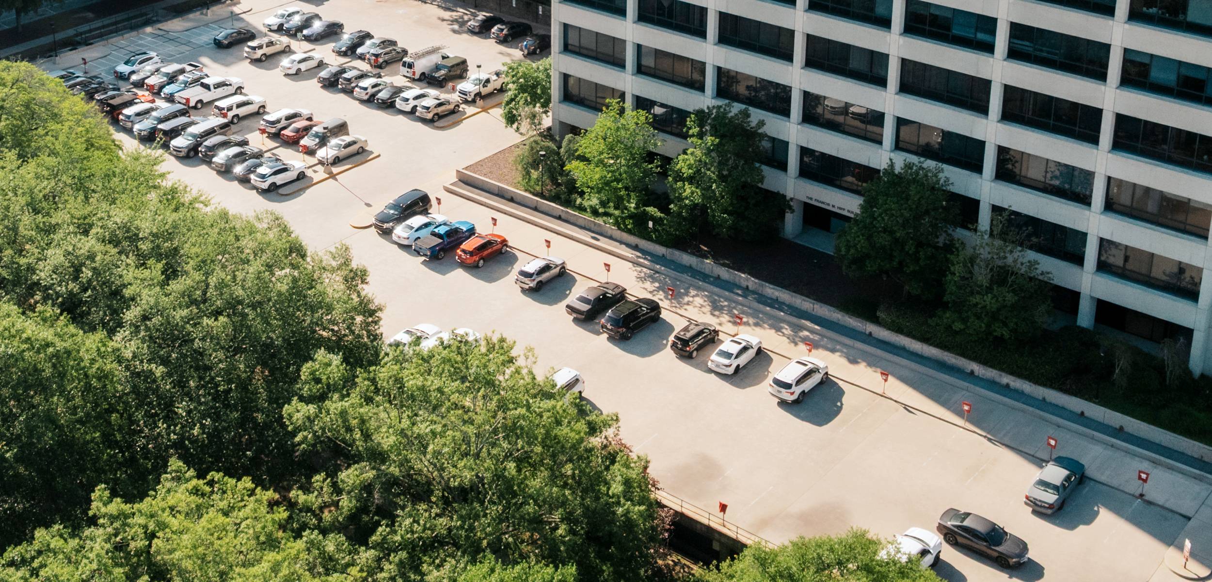 Arial view of parking lot.