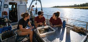 ENHS students on a boat